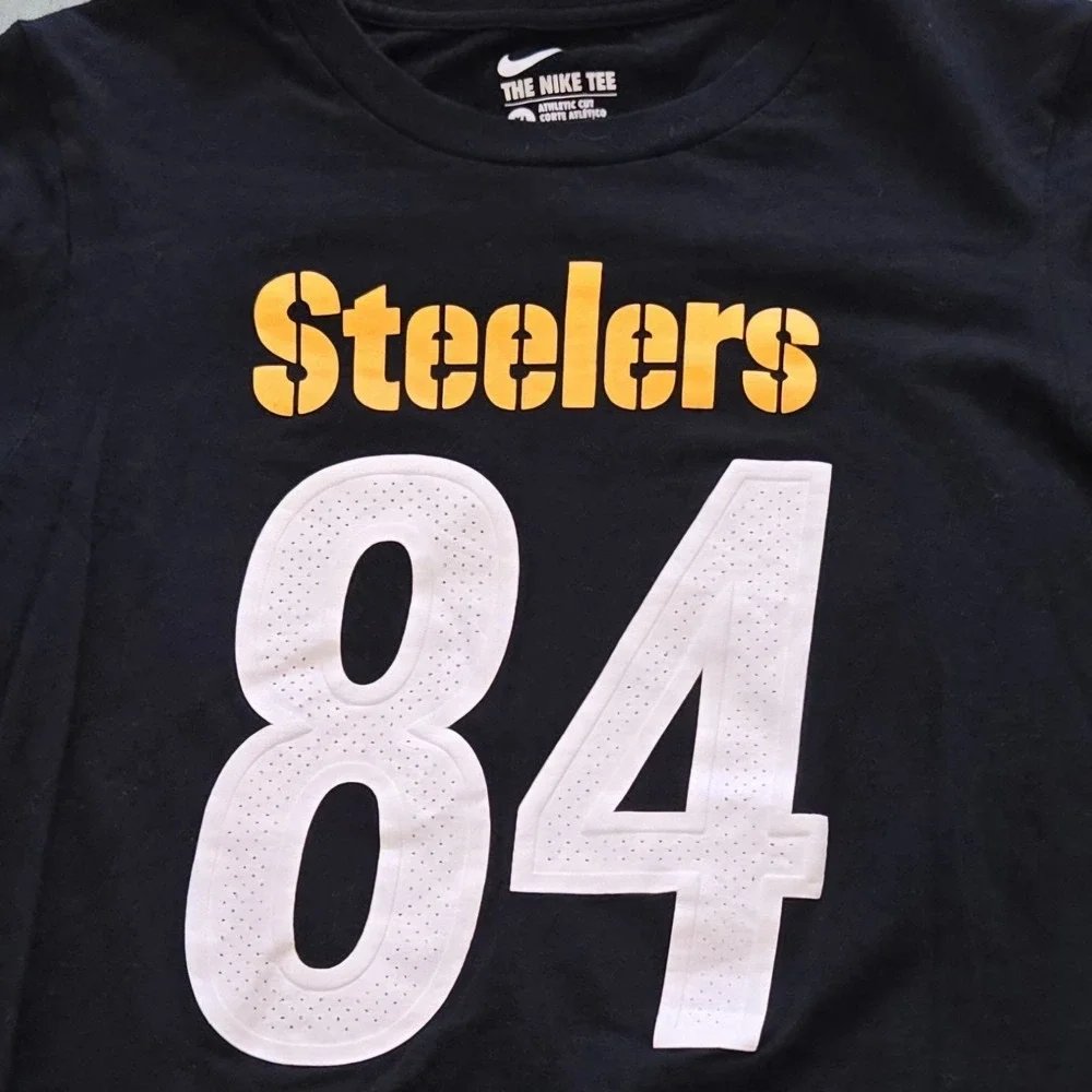 NIKE Dri Fit Pittsburgh Steelers NFL Black Tshirt ANTONIO BROWN #84 Men's L